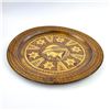 Image 2 : DECORATIVE FOLK ART PYROGRAPHY PLATE - BRASS INLAY