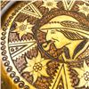 Image 3 : DECORATIVE FOLK ART PYROGRAPHY PLATE - BRASS INLAY