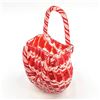 Image 2 : HAND BLOWN CANDY CANE STYLED ART GLASS BASKET