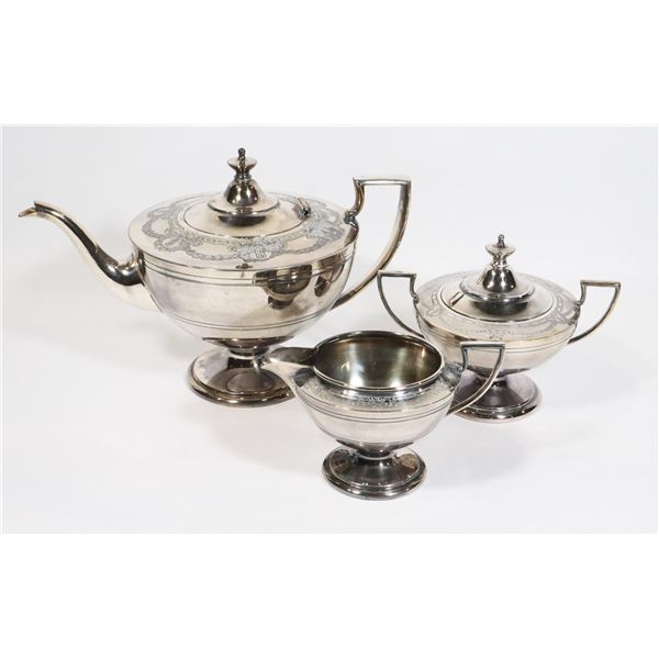 ANTIQUE SILVER TEA SET (MARKINGS ON BOTTOM, PLEASE