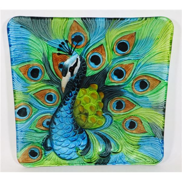VINTAGE PEACOCK CAKE PLATE