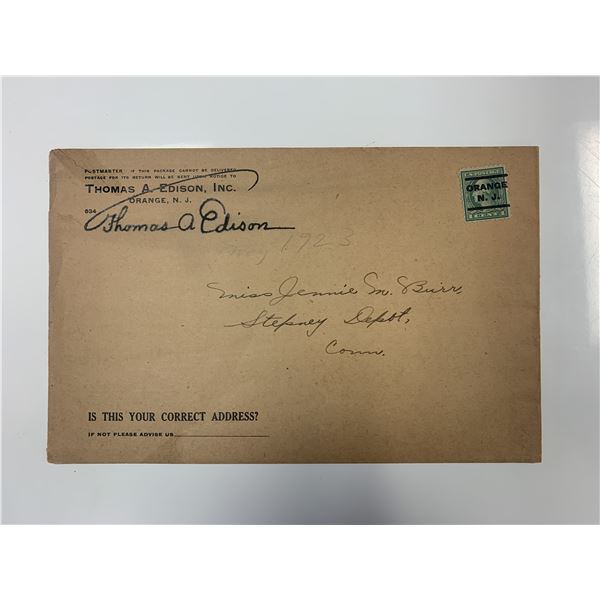 Thomas Edison signed letter holder. GFA authenticated
