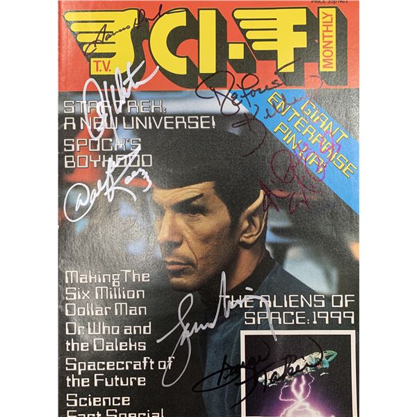 Star Trek cast signed Sci-Fi Monthly magazine