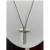 Image 2 : Vintage Sterling Silver with Tiny Stones Cross Pendant with Chain Necklace