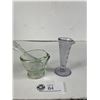 Image 1 : Vintage Apothocary Glass Mortar & Pestle + Amethyst Glass Beaker