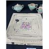 Image 2 : Handpainted Original Tin Ceiling Tile & Johnson Bros. England Cream, Sugar and Demi Cups