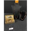 Image 1 : Gold Coloured Jewelry Box with Contents- Necklaces, Bracelet & Earrings