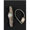 Image 2 : 3 Vintage Ladies Watches Giroxa ( working)Delta Delux( not working)& Marcesite Quartz Watch Battery 