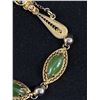 Image 2 : Vintage 1.20 12k Gold Filled with Dark Green BC Jade Stones Bracelet