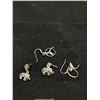 Image 2 : 2 Pairs of Sterling Silver Dangle Dolphins & Elephants Marcasite Stones Earrings