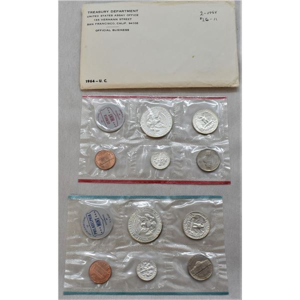 2 Sets of 1964 U.S. Mint Sets in Issue Envelope