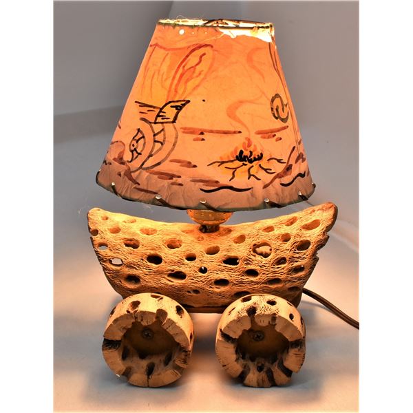 1930s Cholla Cactus Conestoga Wagon Lamp