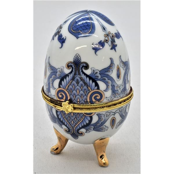 Footed Porcelain Egg Trinket Box