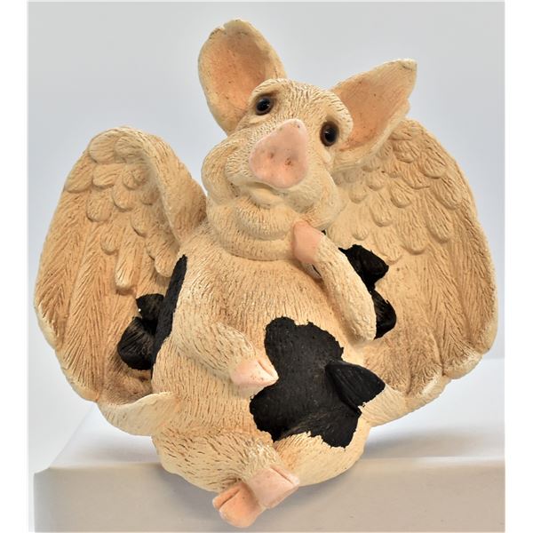 Pottery Angel Pig Shelf Sitter