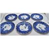 Image 1 : 6 Antique Lugano Ridgways Flow Blue Plates