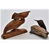 Image 1 : 2 Signed Hand Carved Wood Birds