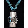 Image 2 : Navajo Sterling Turquoise Pendant Necklace by Nez
