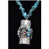 Image 3 : Navajo Sterling Turquoise Pendant Necklace by Nez