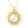Genuine 1.50 ctw Yellow Sapphire & Pearl Necklace Gold