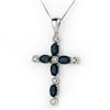 Genuine 3.15 ctw Blue Sapphire & Diamond Necklace Gold