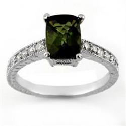 Genuine 2.15ctw Green Tourmaline & Diamond Ring Gold