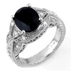 Genuine 4.25 ctw Blue Sapphire & Diamond Ring 10K White Gold