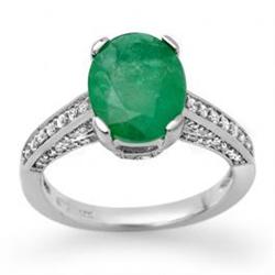 Genuine 3.2 ctw Emerald & Diamond Ring 14K White Gold
