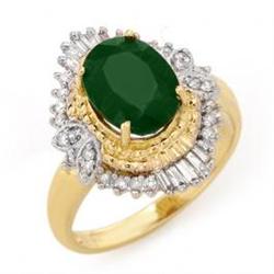 Genuine 2.58 ctw Emerald & Diamond Ring 14K Yellow Gold