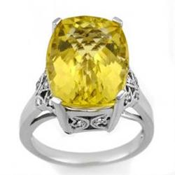 Genuine 12.2 ctw Lemon Topaz & Diamond Ring 14K Gold