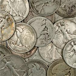 Lot of 10 Walking Liberty Halves $ 5 Face