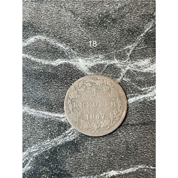 1847 Grand duchy of Hessen-Darmstadt, 1 Kreuzer - Ludwig II