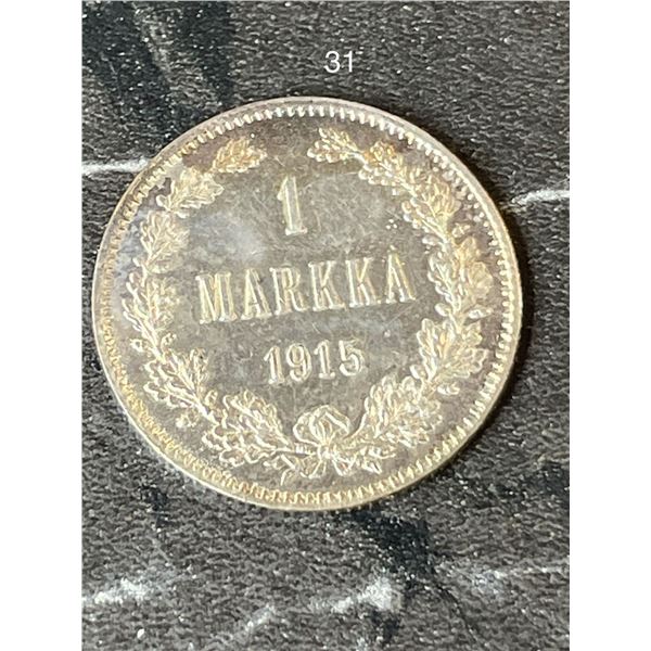 1915 Finland,1 Markka - Aleksandr II / III / Nikolai II