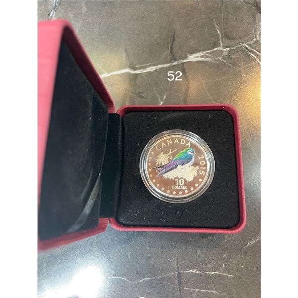 2015 CANADA $10 COLOURFUL SONGBIRDS - VIOLET-GREEN SWALLOW