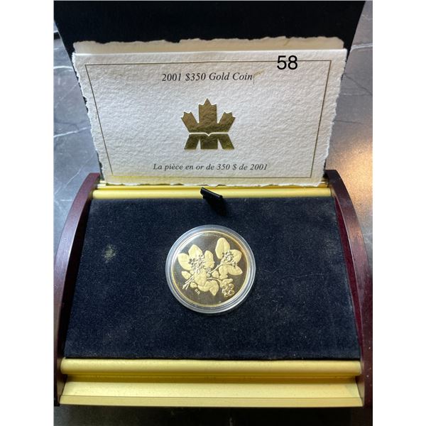 2001 CANADA $350 THE MAYFLOWER - NOVA SCOTIA FINE GOLD 38.05g
