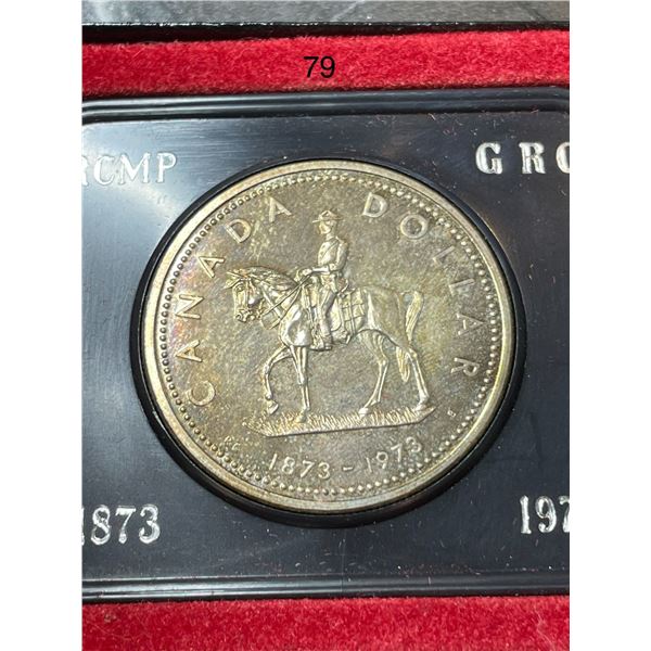 1873-1973 1 Dollar - Elizabeth II Royal Canadian Mounted Police 50% Silver