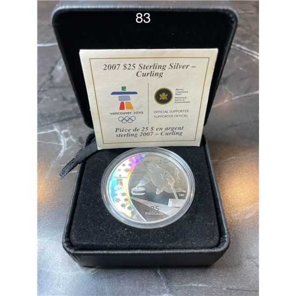 2007 CANADA $25 CURLING OLYMPIC STERLING SILVER