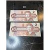 Image 1 : 2x 1986 $2 Canadian Bills