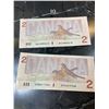 Image 2 : 2x 1986 $2 Canadian Bills