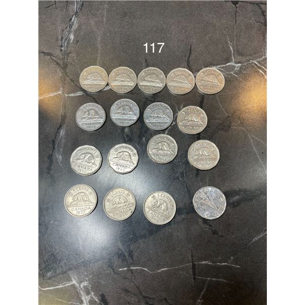 30's, 40's, 50's Canadian Nickles