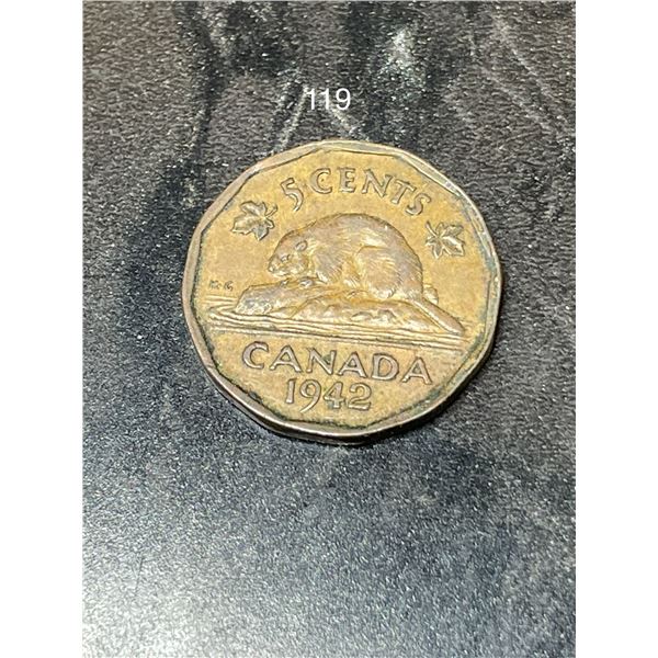 1942 Canadian Tombac Nickle