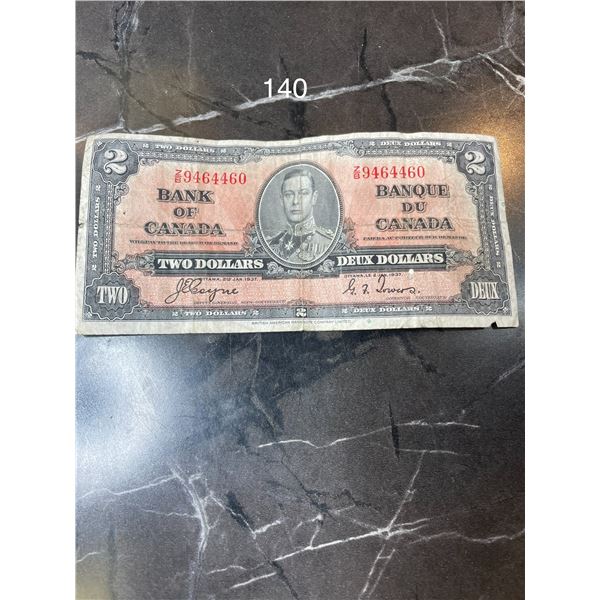 1937 $2 Canadian Banknote