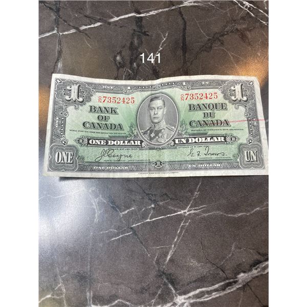 1937 $1 Canadian Banknote