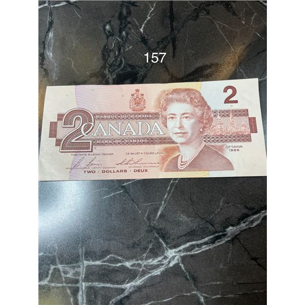 1986 $2 Canadian Bill