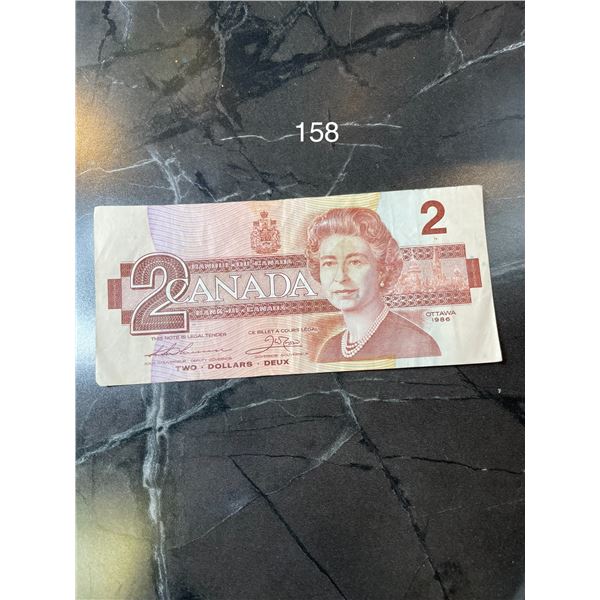 1986 $2 Canadian Bill