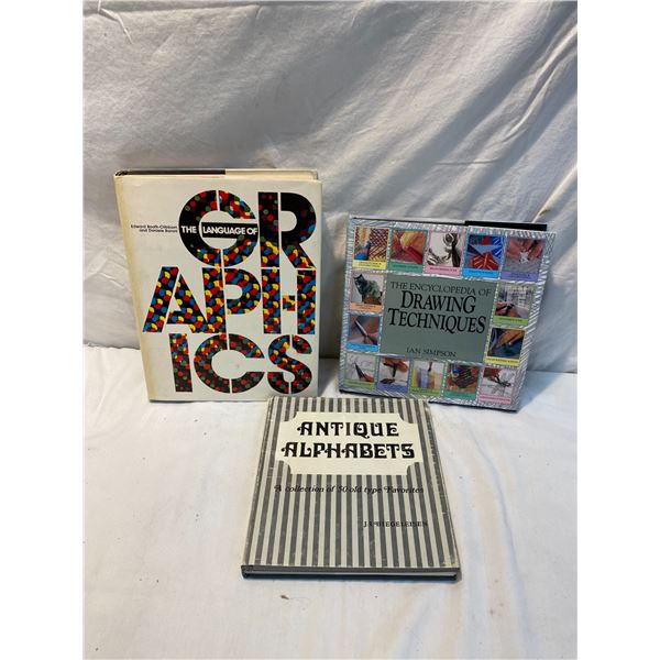 Drawing, antique alphabet and graphics books
