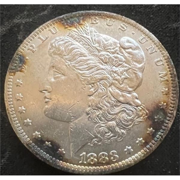 1883-O BU MORGAN Silver Dollar Rim Toned