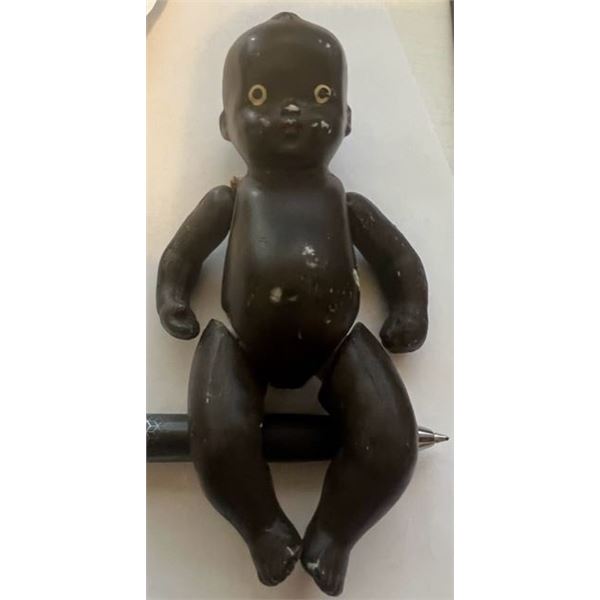 Vintage Porcelain 1930's Jointed Black Baby Doll Japan 4”