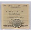 Image 1 : 1870 Ten Cents - Wide 0; Double 18