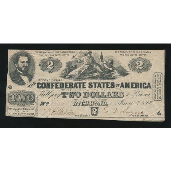 Confederate States of America, $2, June 2, 1862