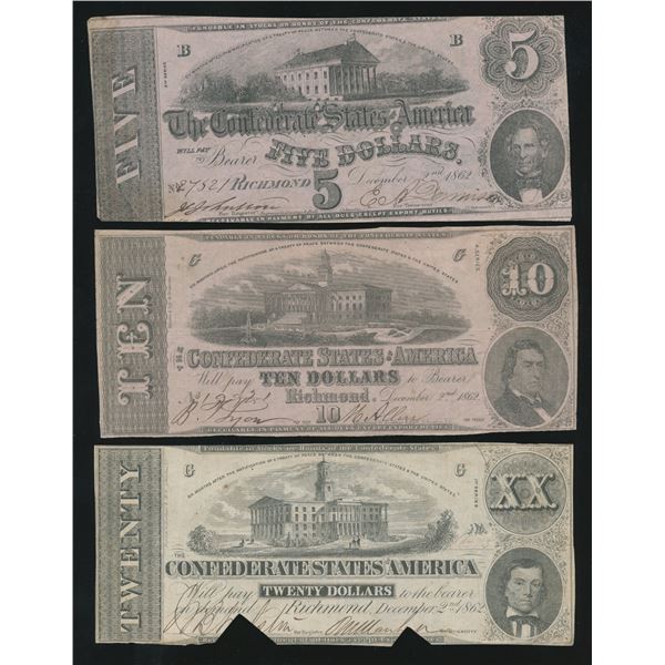 Confederate States of America, Trio, Issue of December 2nd, 1862